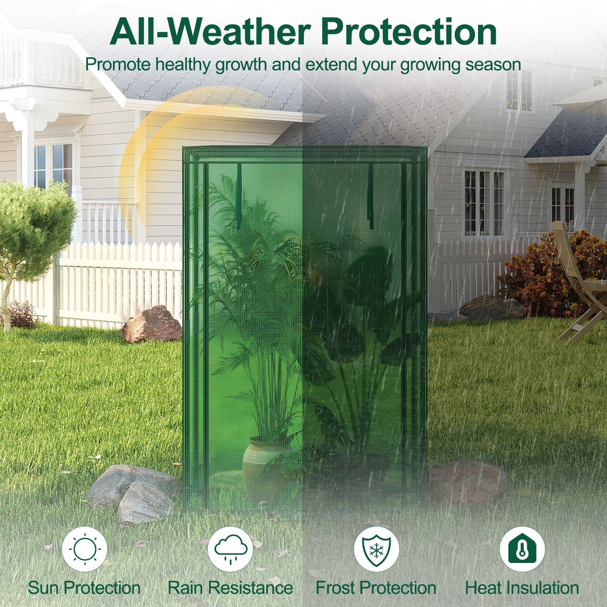 Portable Mini Greenhouse with Roll-Up Door