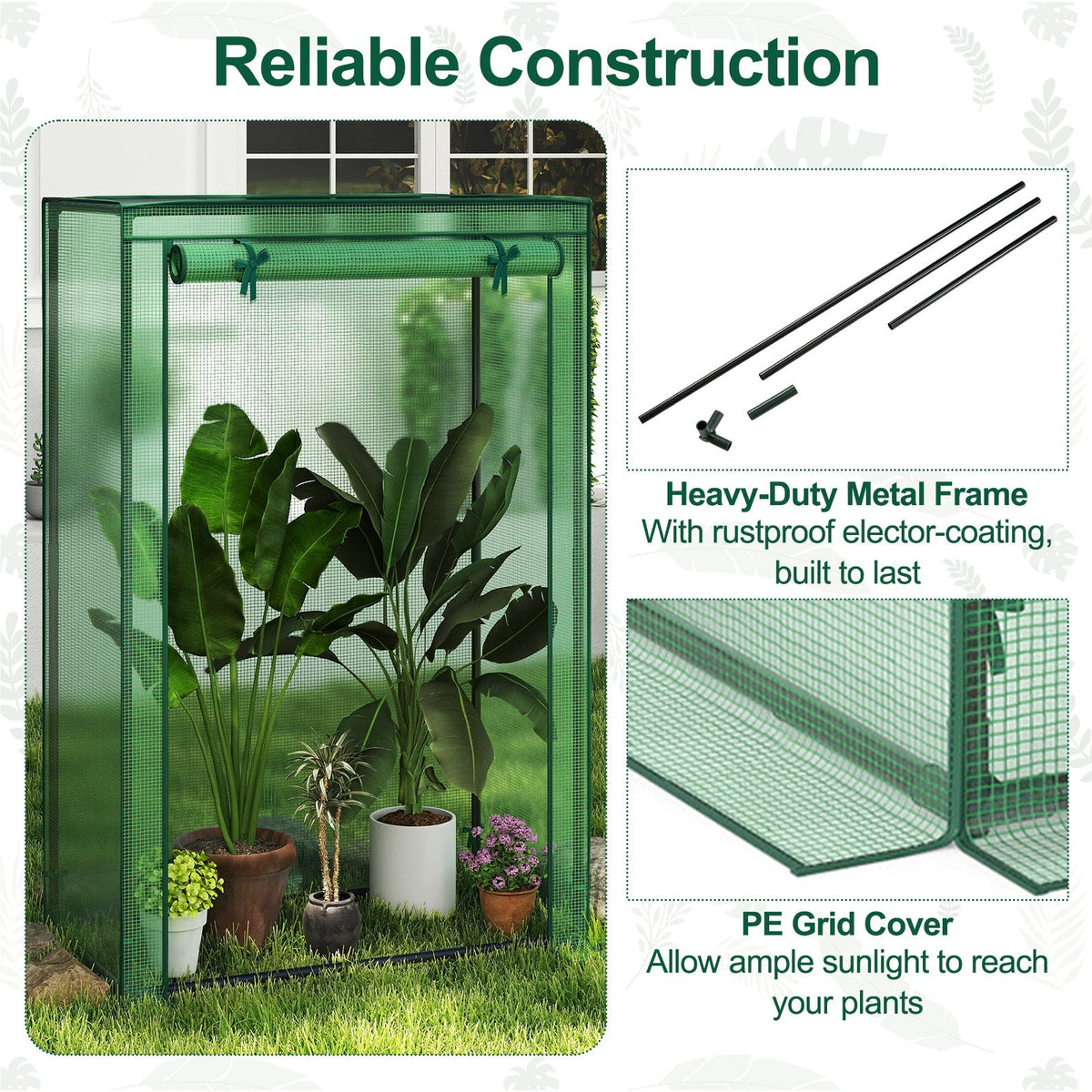 Portable Mini Greenhouse with Roll-Up Door