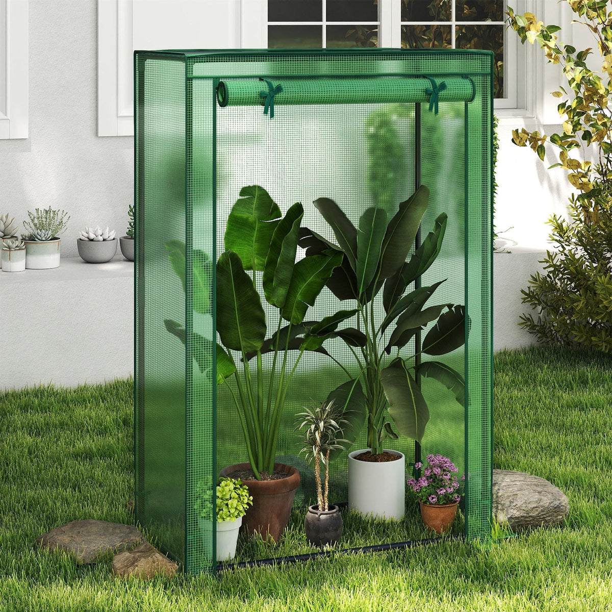 Portable Mini Greenhouse with Roll-Up Door