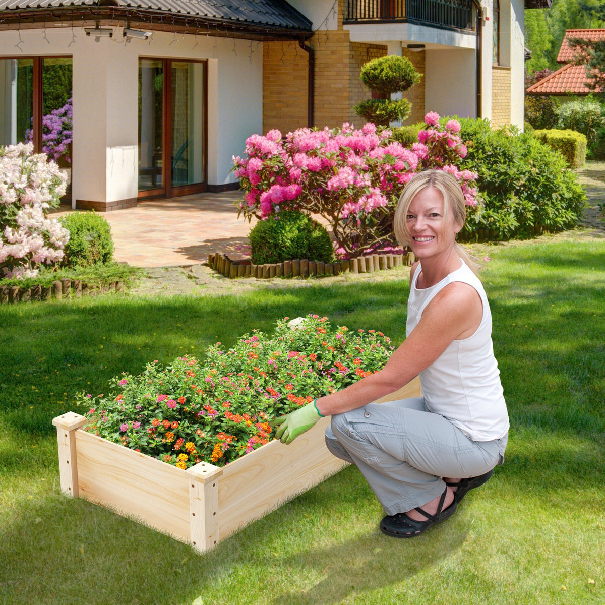 Fir Wood Raised Garden Bed Planter Box