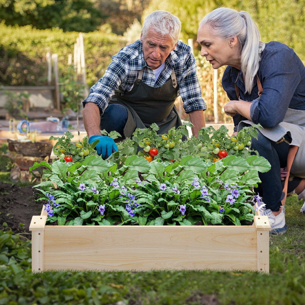 Fir Wood Raised Garden Bed Planter Box