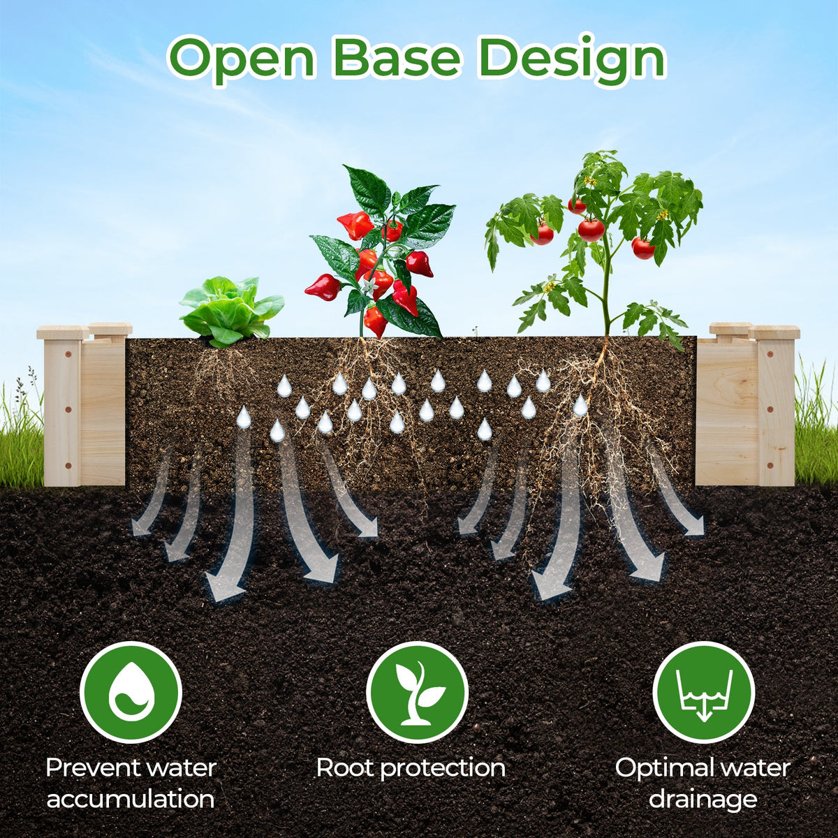 Fir Wood Raised Garden Bed Planter Box