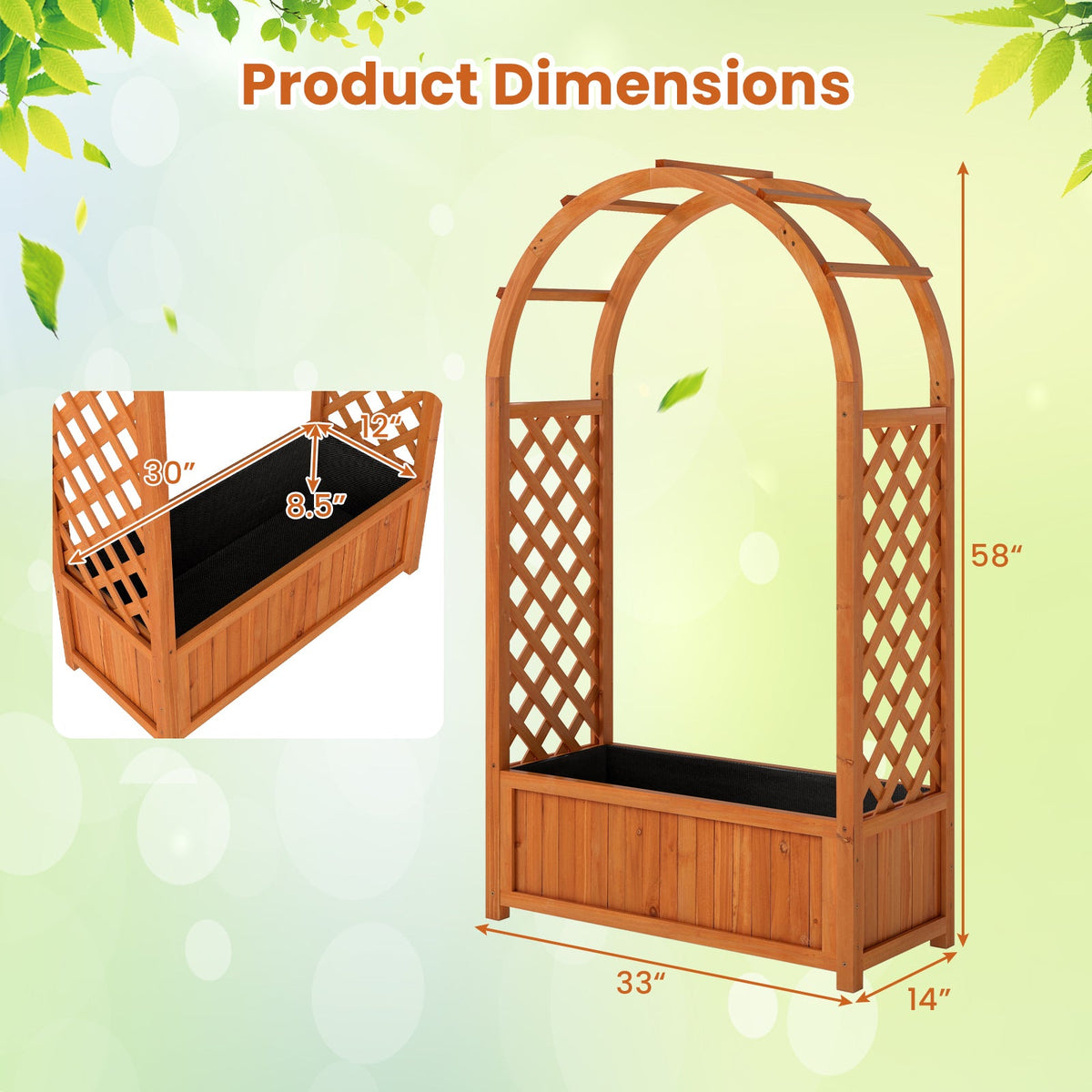 Wooden Raised Garden Bed with Trellis