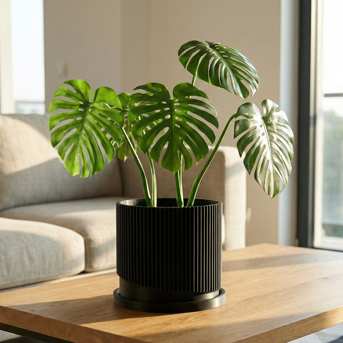 Mid-Century Ribbed 3D Printed Planter
