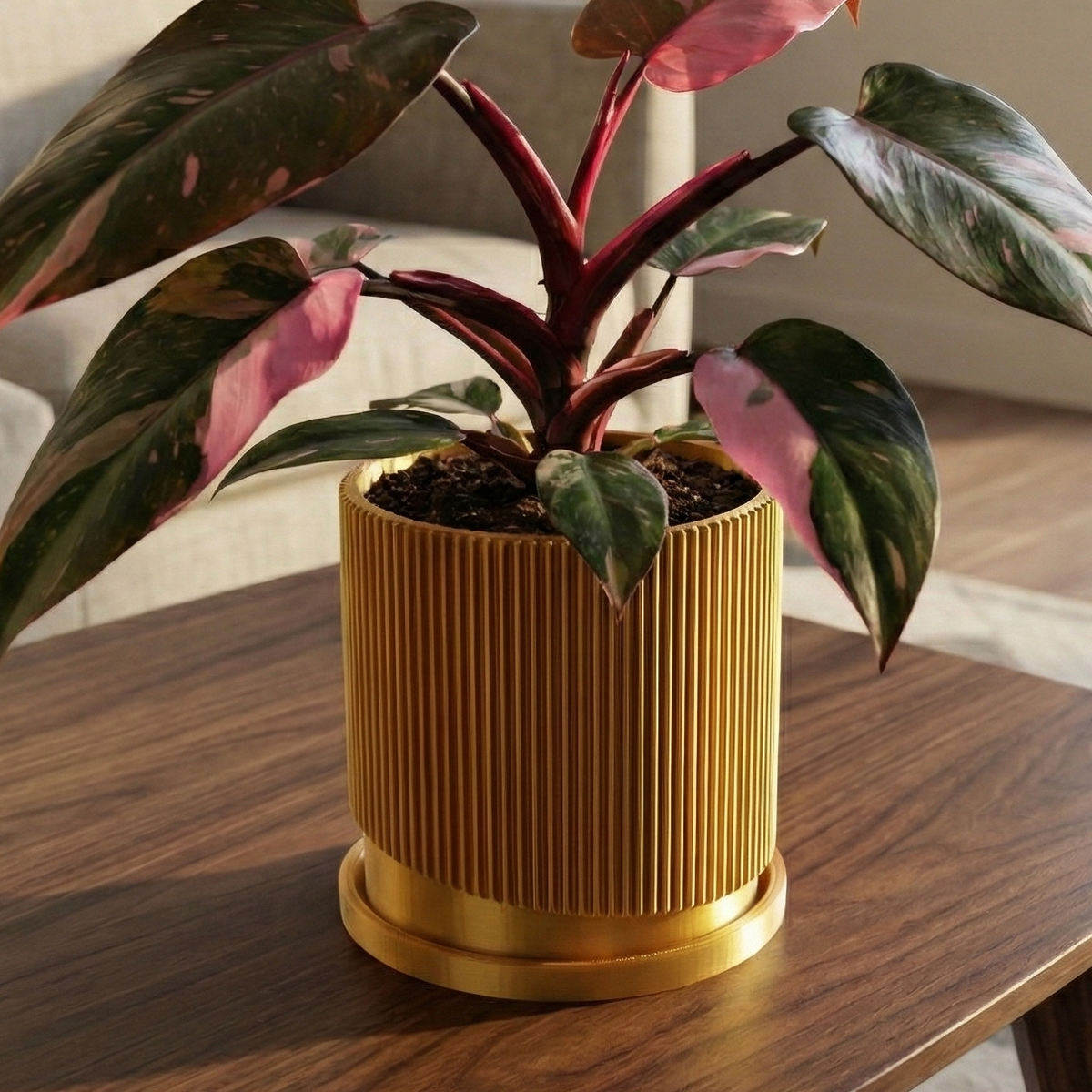 Mid-Century Ribbed 3D Printed Planter