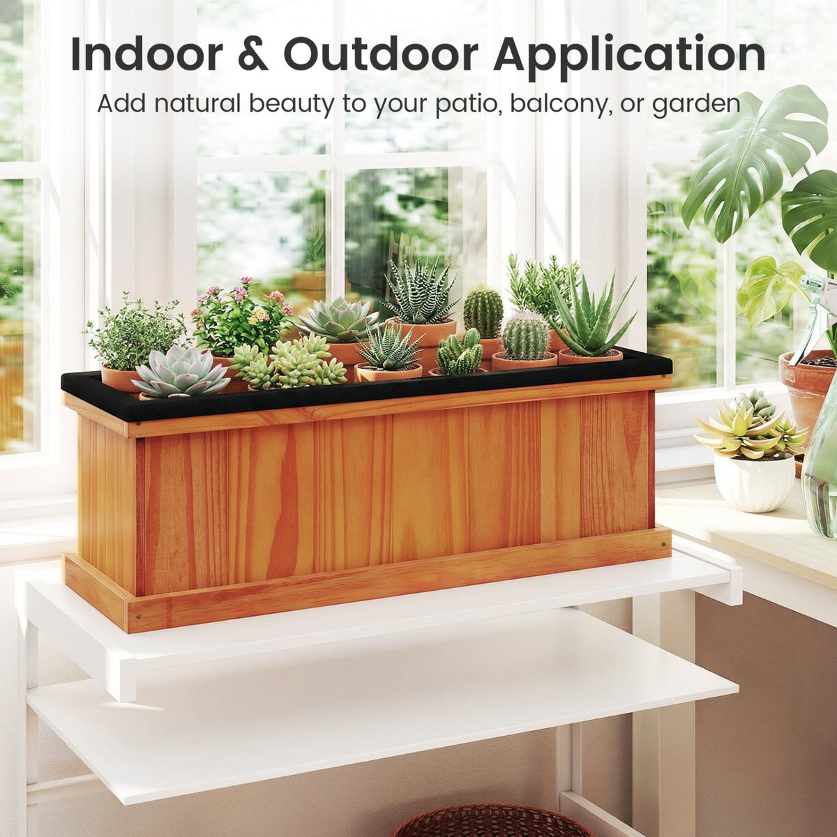 Wooden Raised Garden Bed with Liner