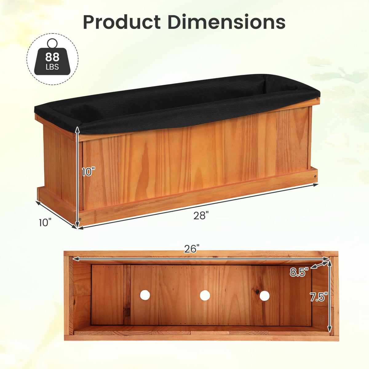 Wooden Raised Garden Bed with Liner