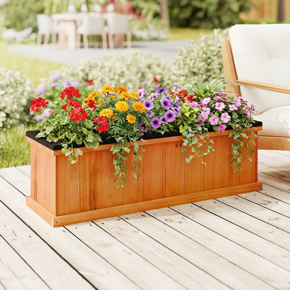 Wooden Raised Garden Bed with Liner