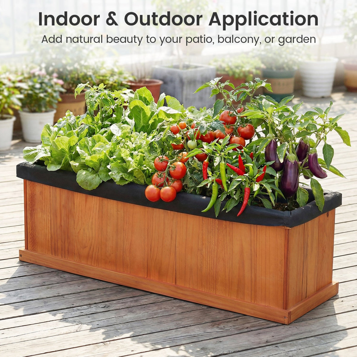 Wooden Raised Garden Bed with Liner