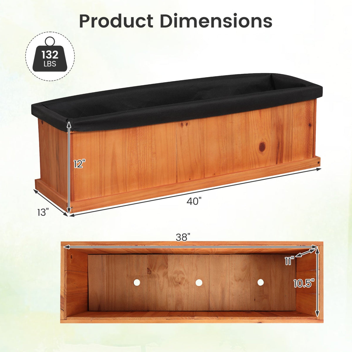 Wooden Raised Garden Bed with Liner