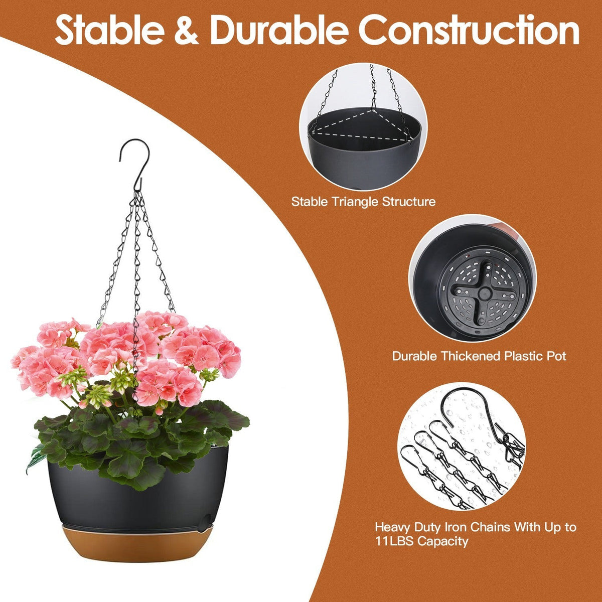 4-Piece Hanging Self-Watering Planters