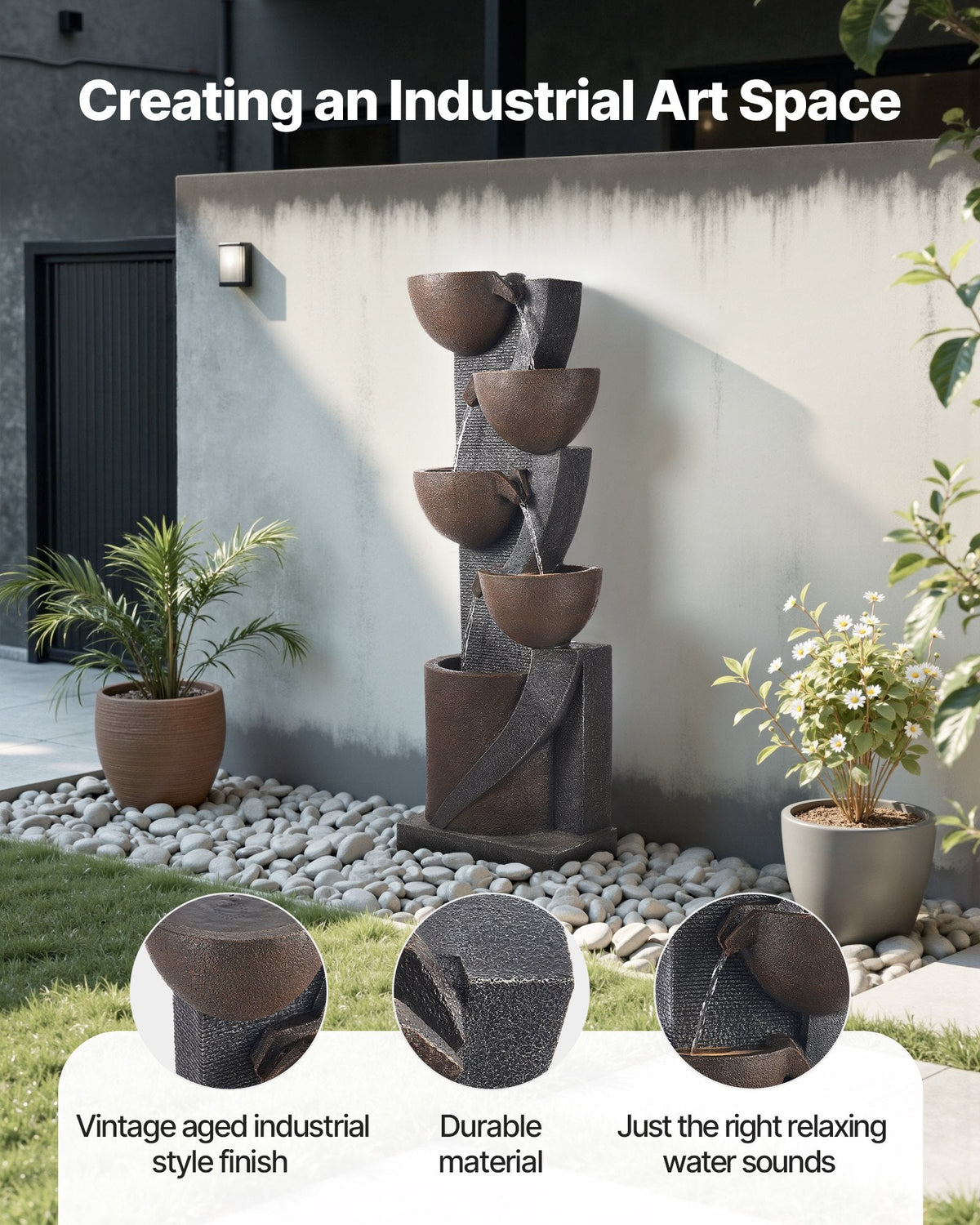 5-Tier Jar-Shaped Outdoor Water Fountain
