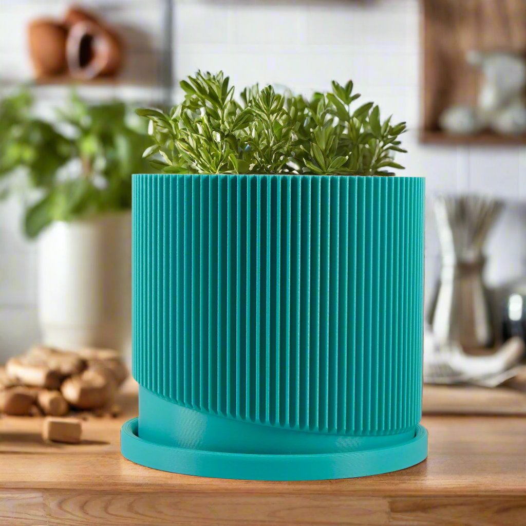 Mid-Century Ribbed 3D Printed Planter