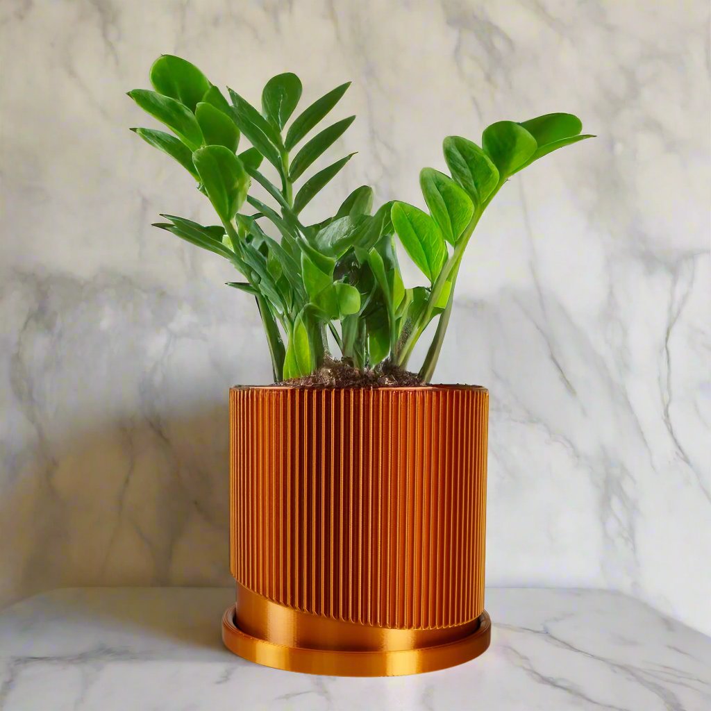 Mid-Century Ribbed 3D Printed Planter
