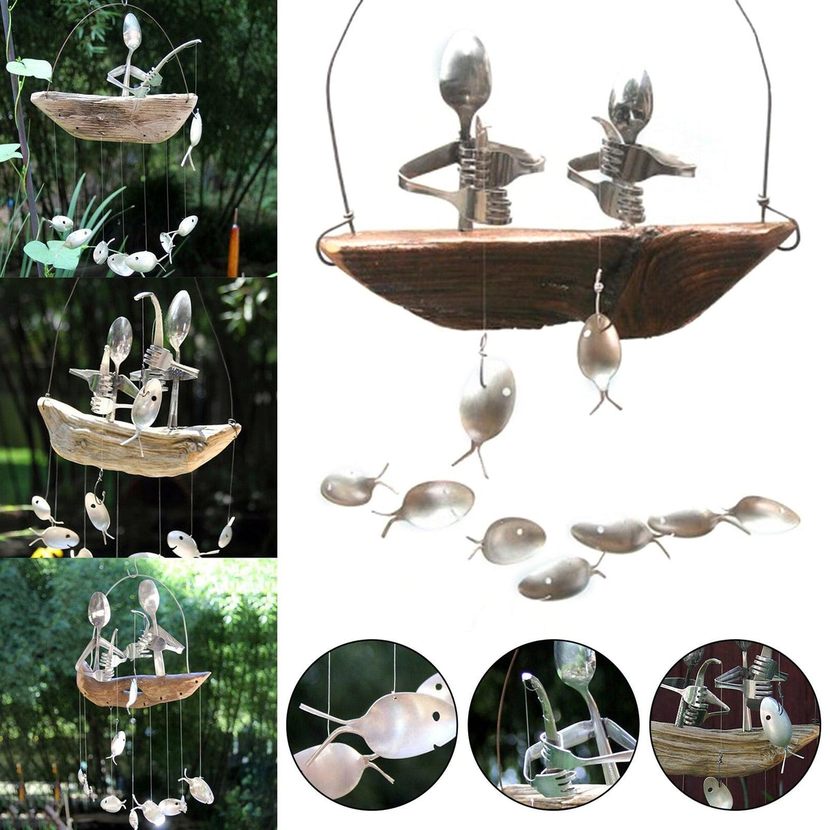 Fishing Man Fish Wind Chime Decoration