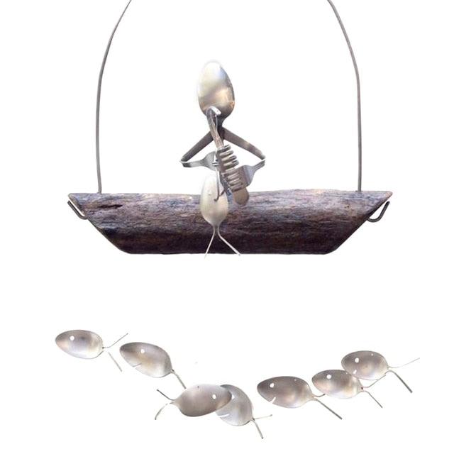 Fishing Man Fish Wind Chime Decoration