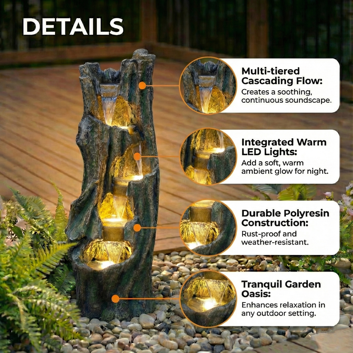 Outdoor Waterfall Garden Patio Fountain