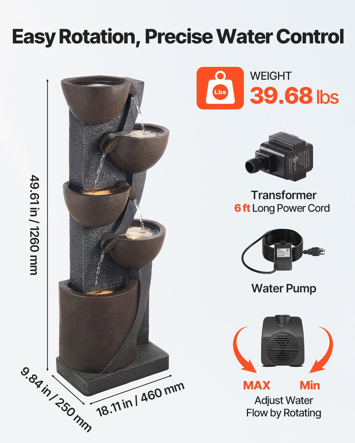 5-Tier Jar-Shaped Outdoor Water Fountain