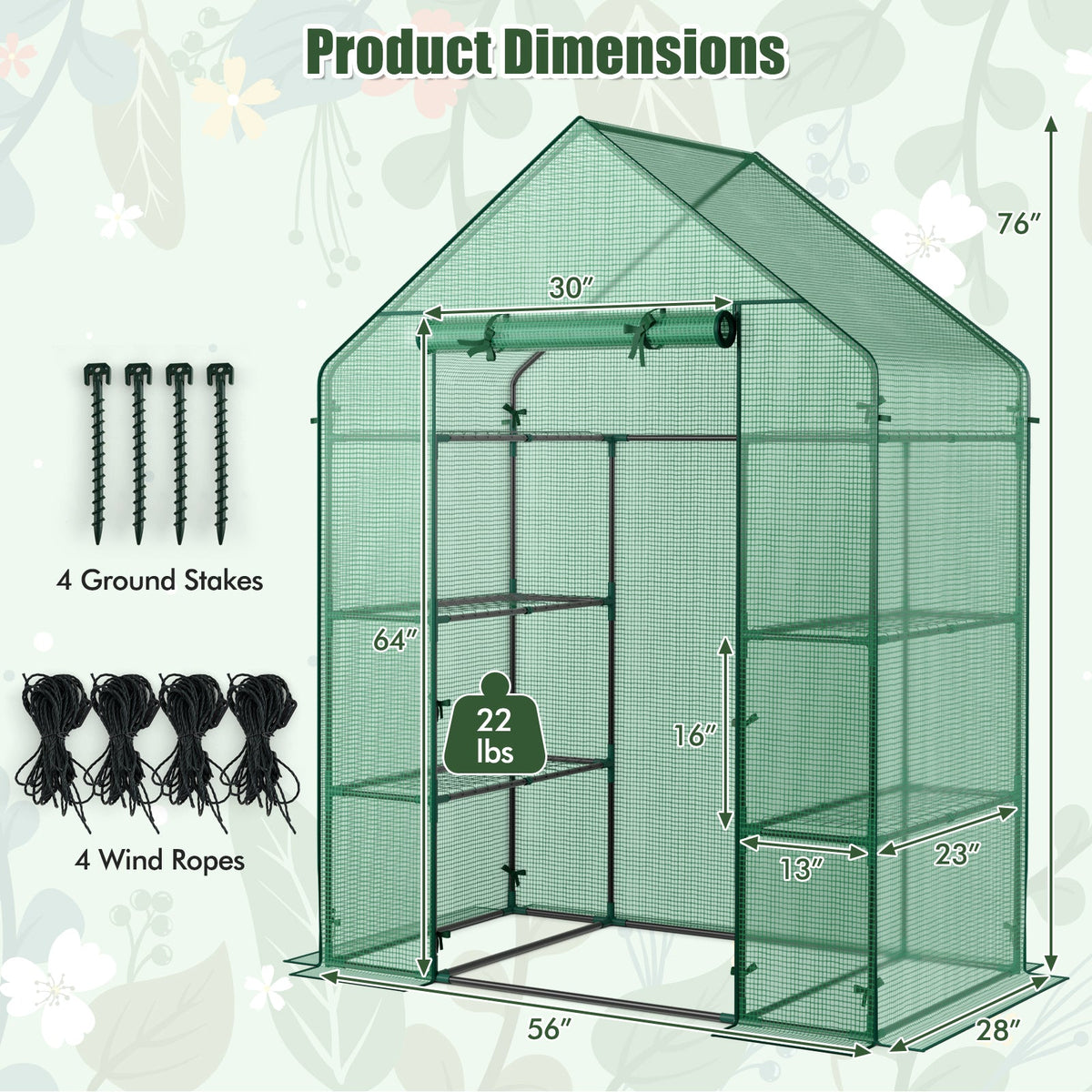 Portable 4-Tier Walk-In Plant Greenhouse