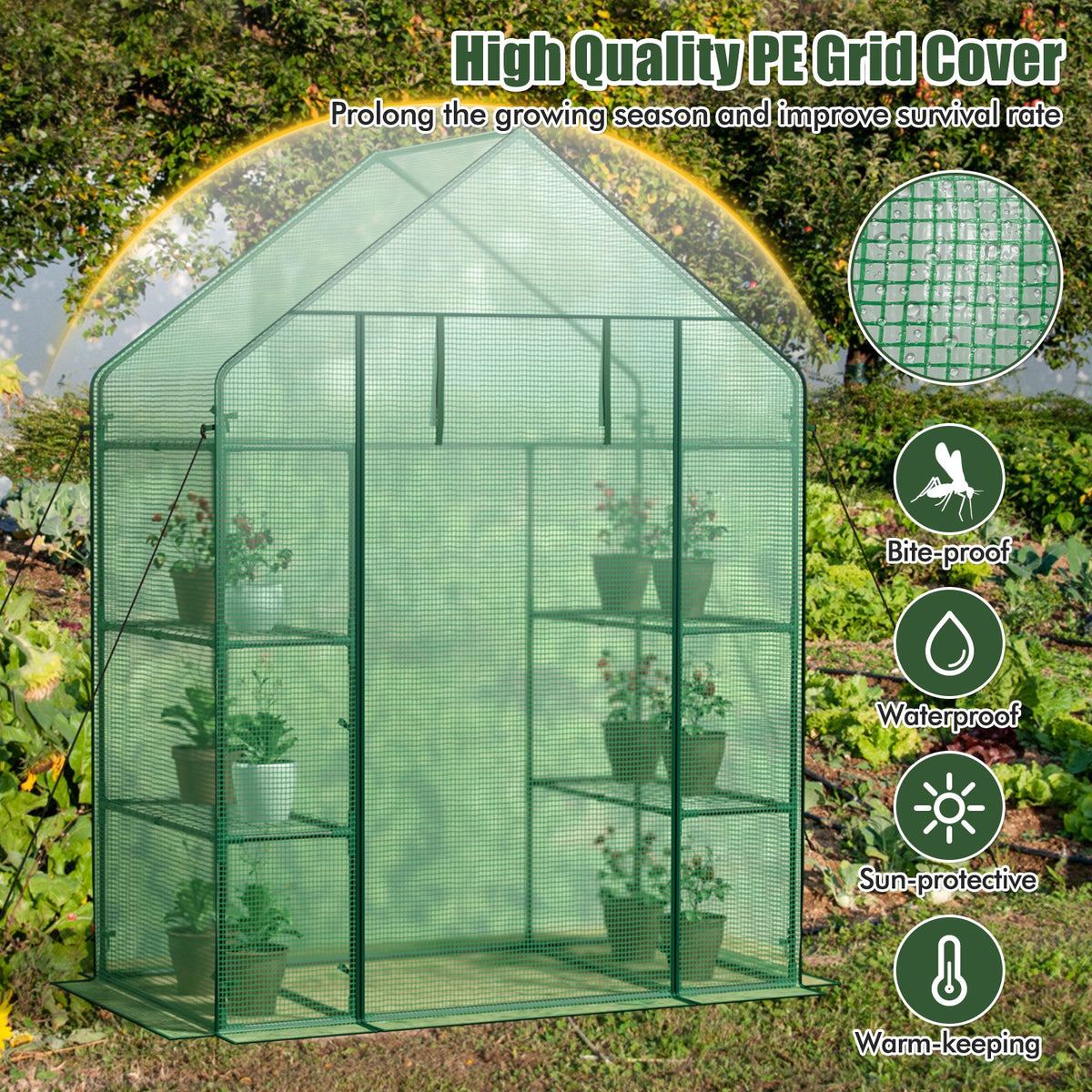 Portable 4-Tier Walk-In Plant Greenhouse