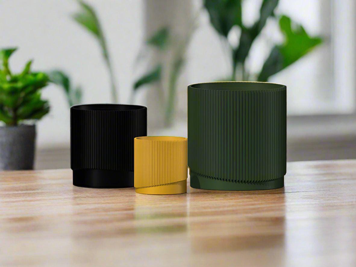 Mid-Century Ribbed 3D Printed Planter