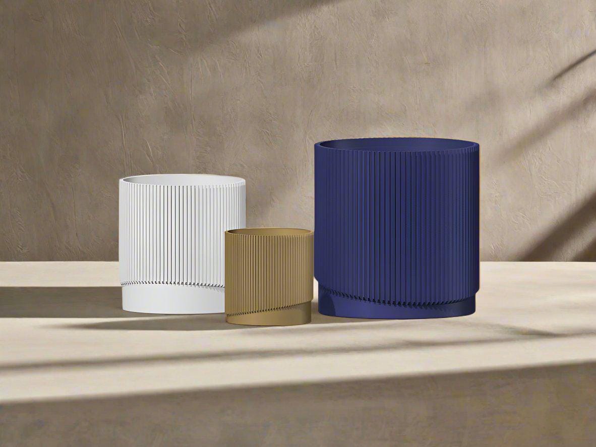Mid-Century Ribbed 3D Printed Planter