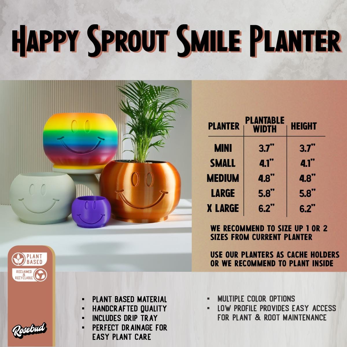Happy Sprout Smiley Face Plant Pot