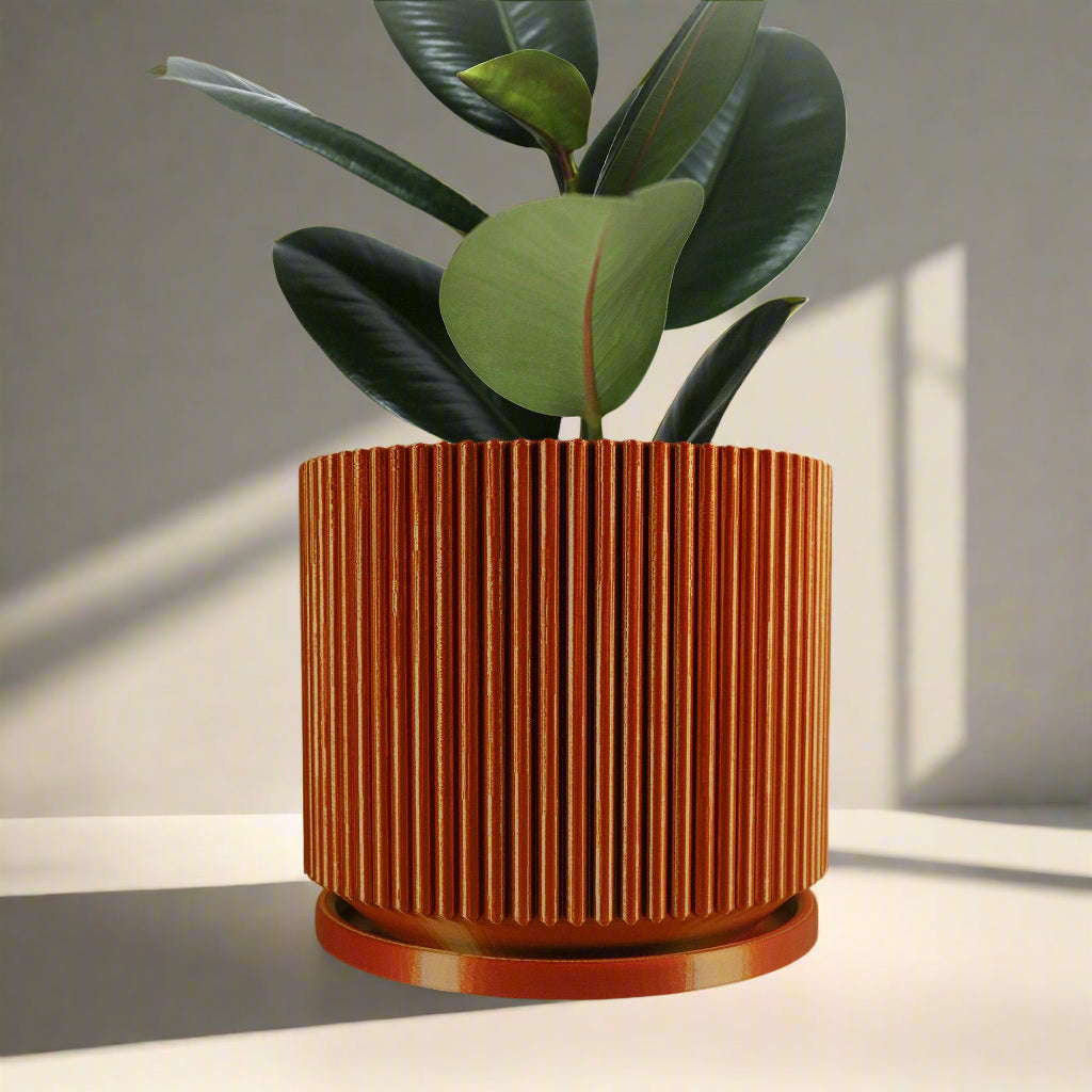 Mid-Century Ribbed Plant Pot