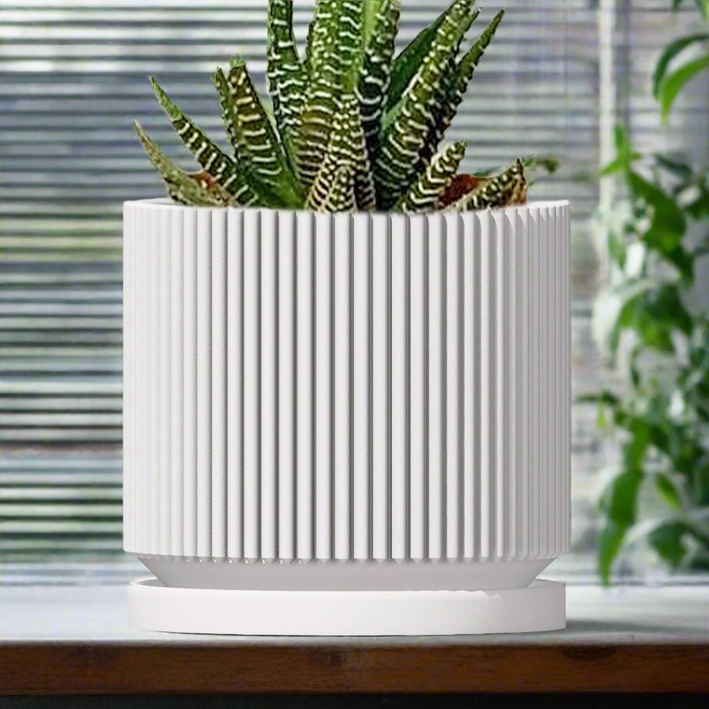 Mid-Century Ribbed Plant Pot