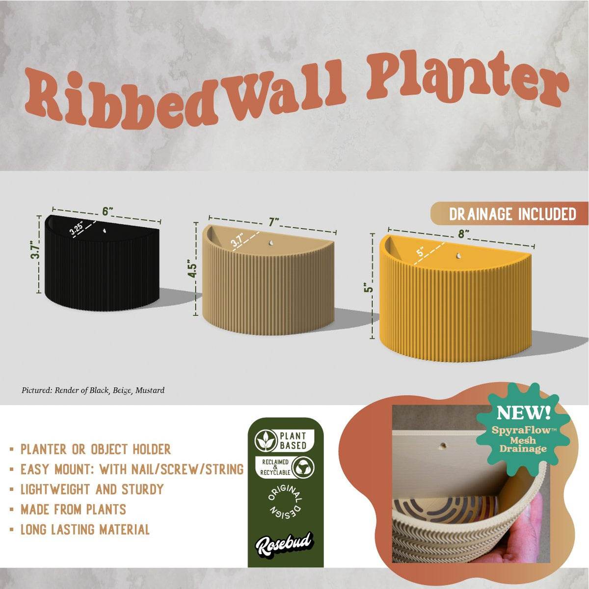 Ribbed Decorative Wall Planter